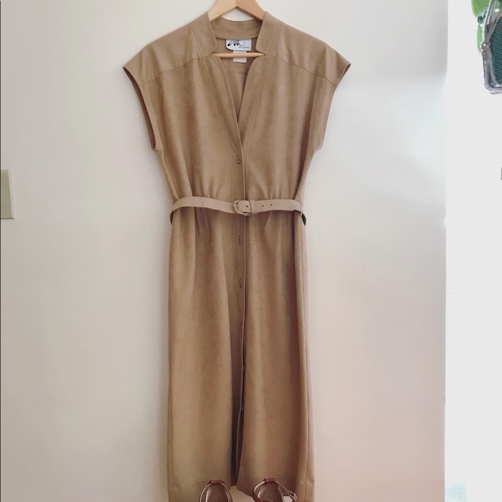 Vintage camel belted dress
